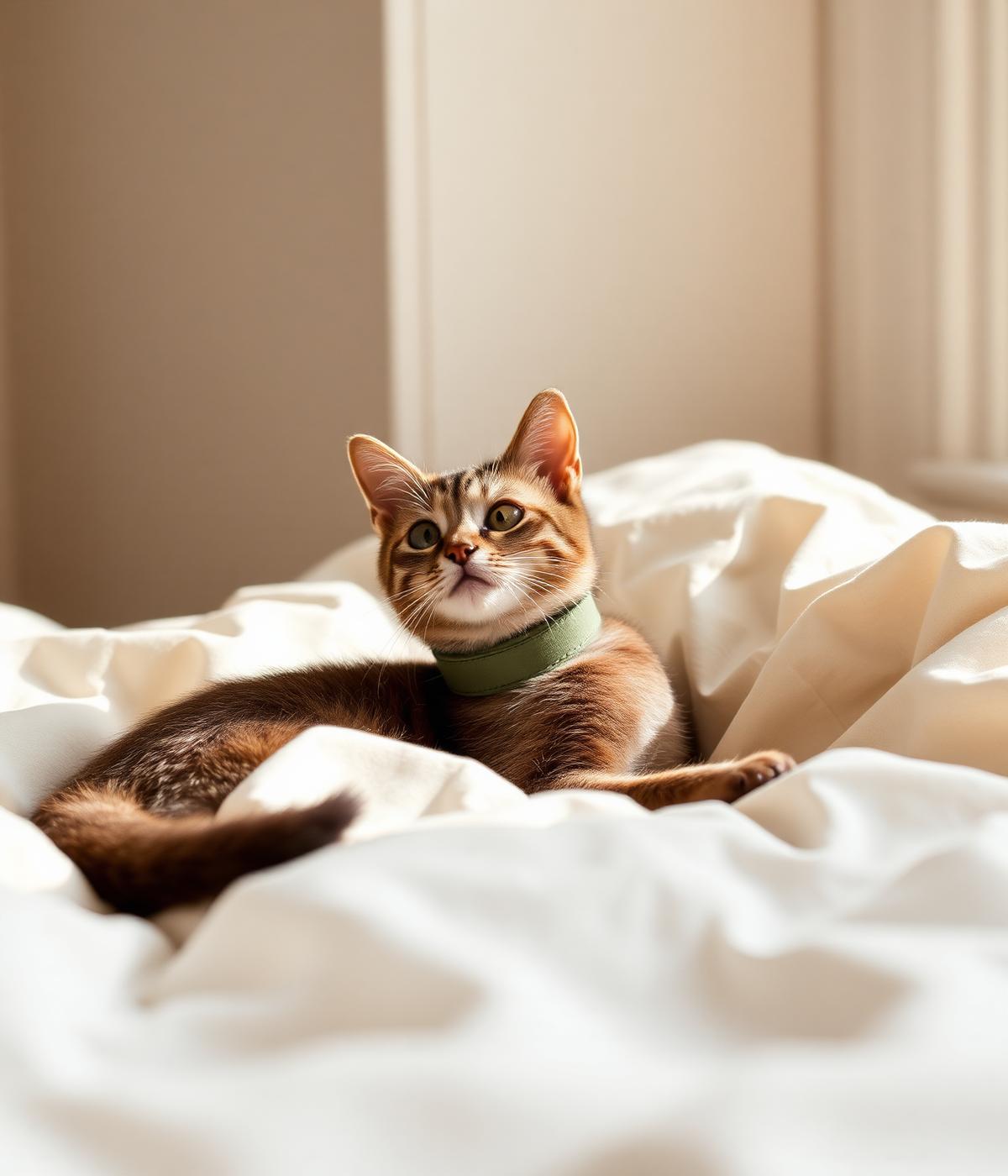 Gatto con collare verde FEEDO